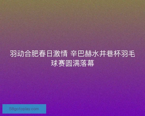 羽动合肥春日激情 辛巴赫水井巷杯羽毛球赛圆满落幕
