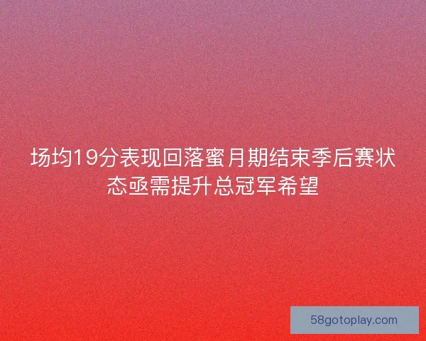 场均19分表现回落蜜月期结束季后赛状态亟需提升总冠军希望